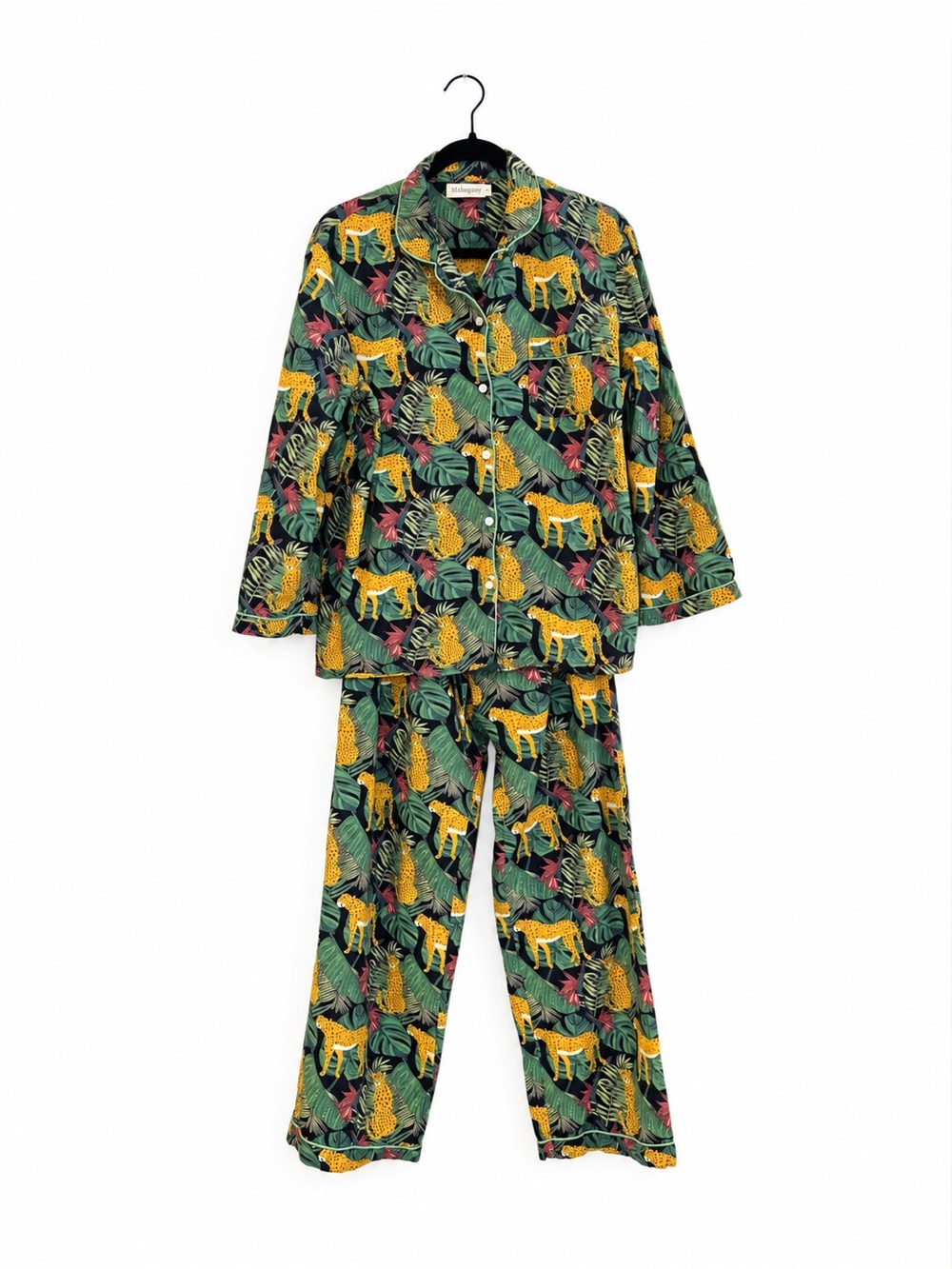 Mahogany Leopard Jungle Print Cotton Pajama Set Women’s XL 2 Piece